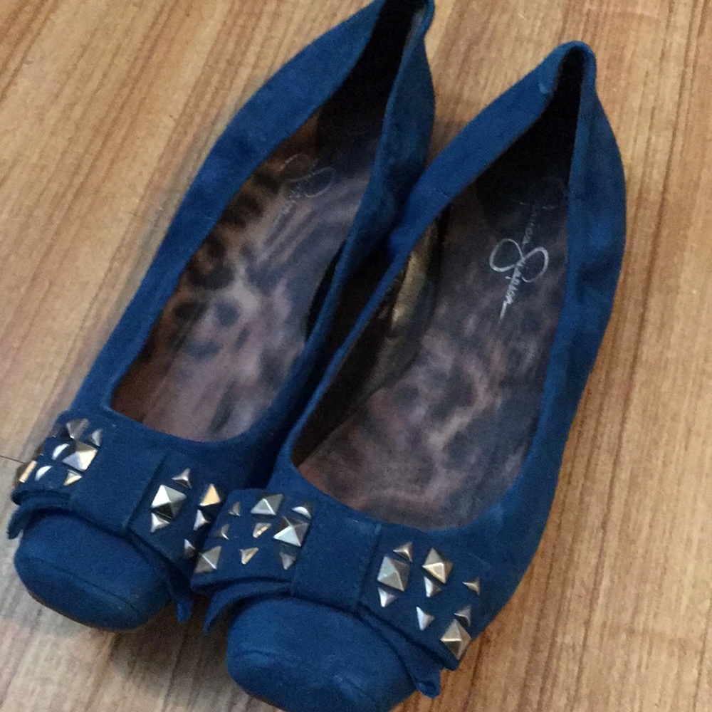 NWOT Jessica Simpson Studed Teal Flat